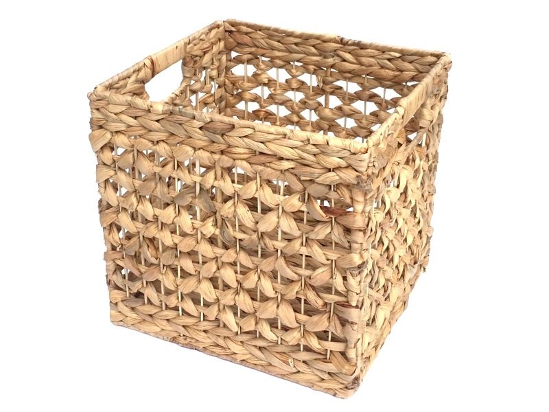 Custom-made Cube Water Hyacinth Basket - Open Weave Foldable